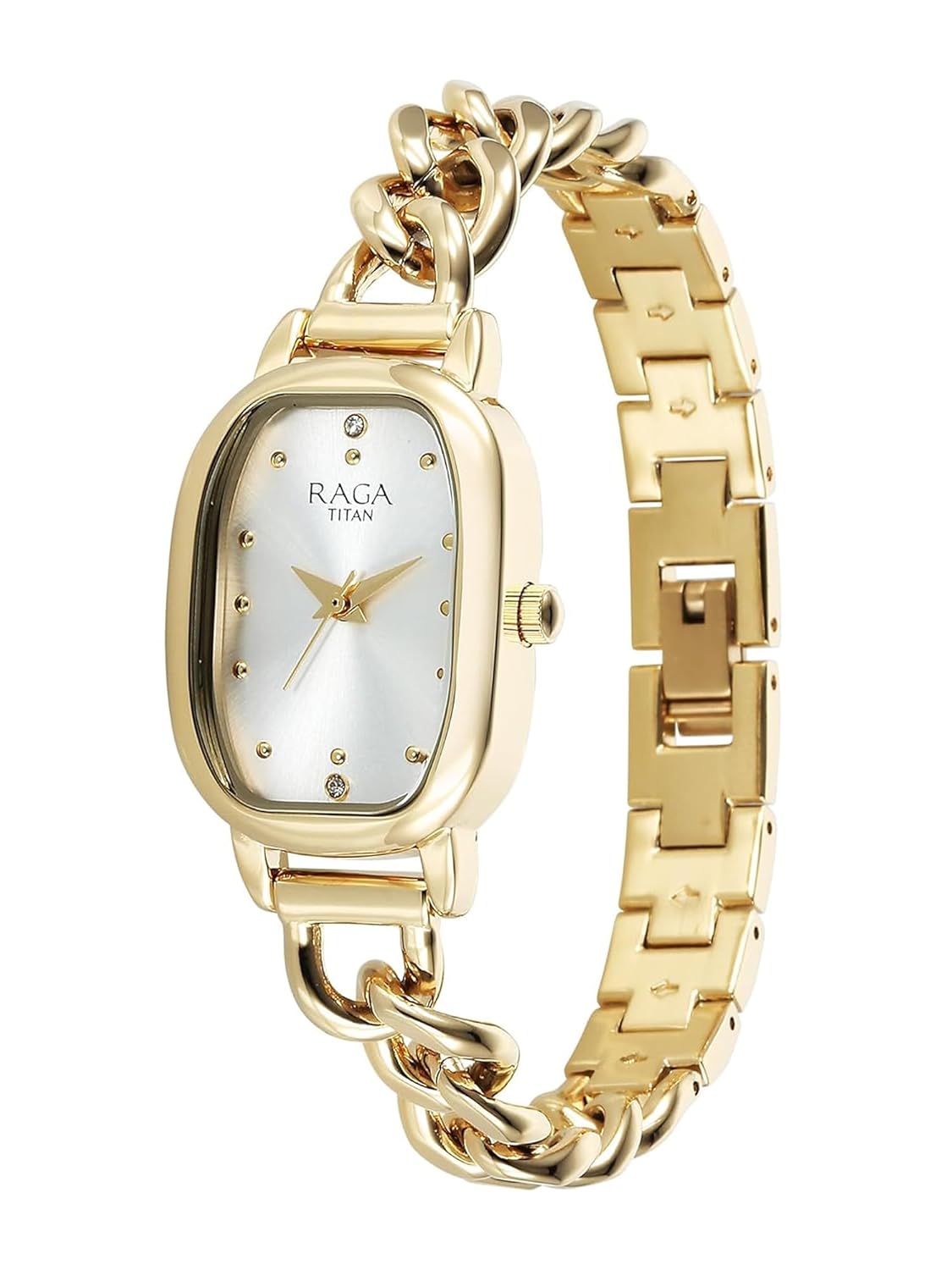 Titan Raga Showstopper Quartz Analog Silver Dial Metal Strap Watch For Women