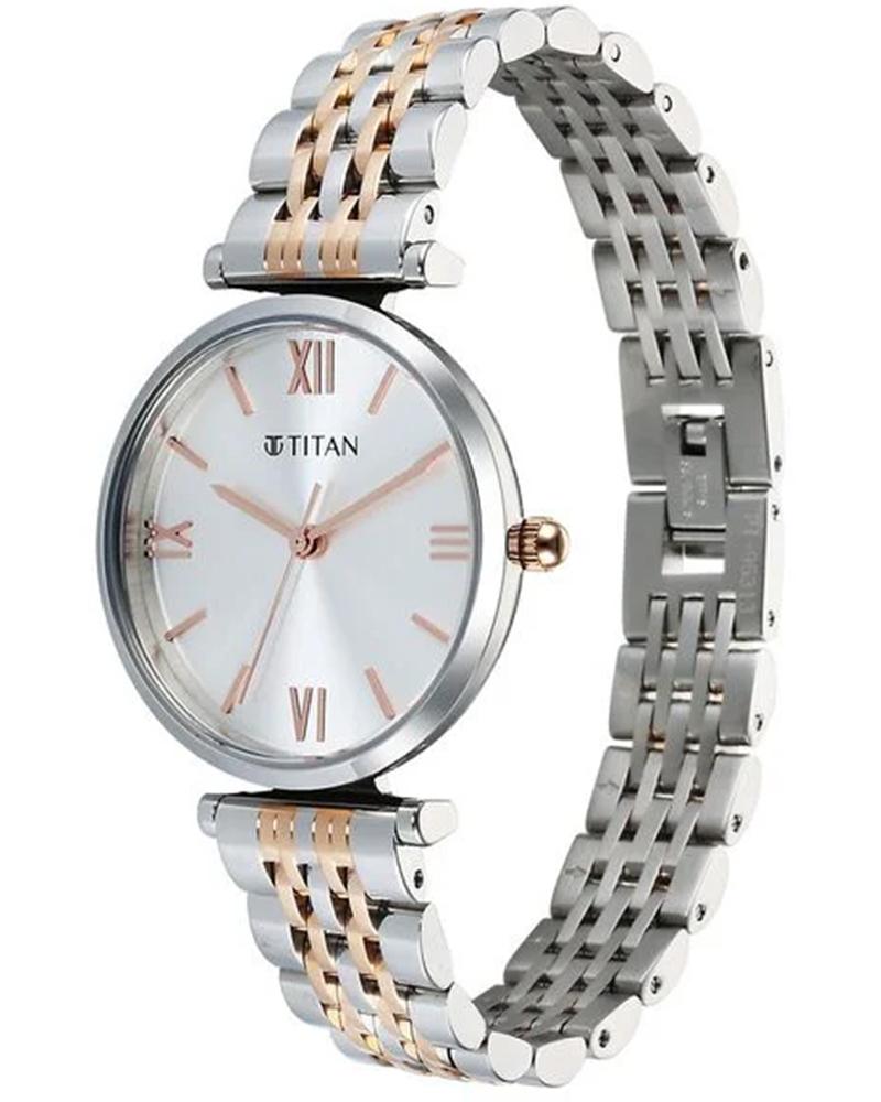 Titan Workmode Quartz Analog Silver Dial Metal Strap watch For Women