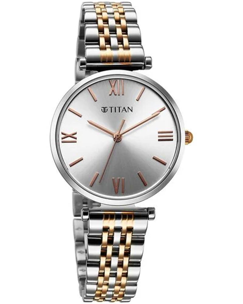 Titan Workmode Quartz Analog Silver Dial Metal Strap watch For Women