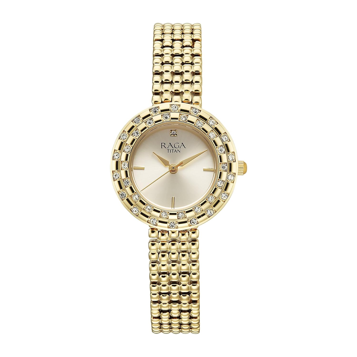 Titan Raga Showstopper Quartz Analog Champagne Dial Metal Strap Watch For Women
