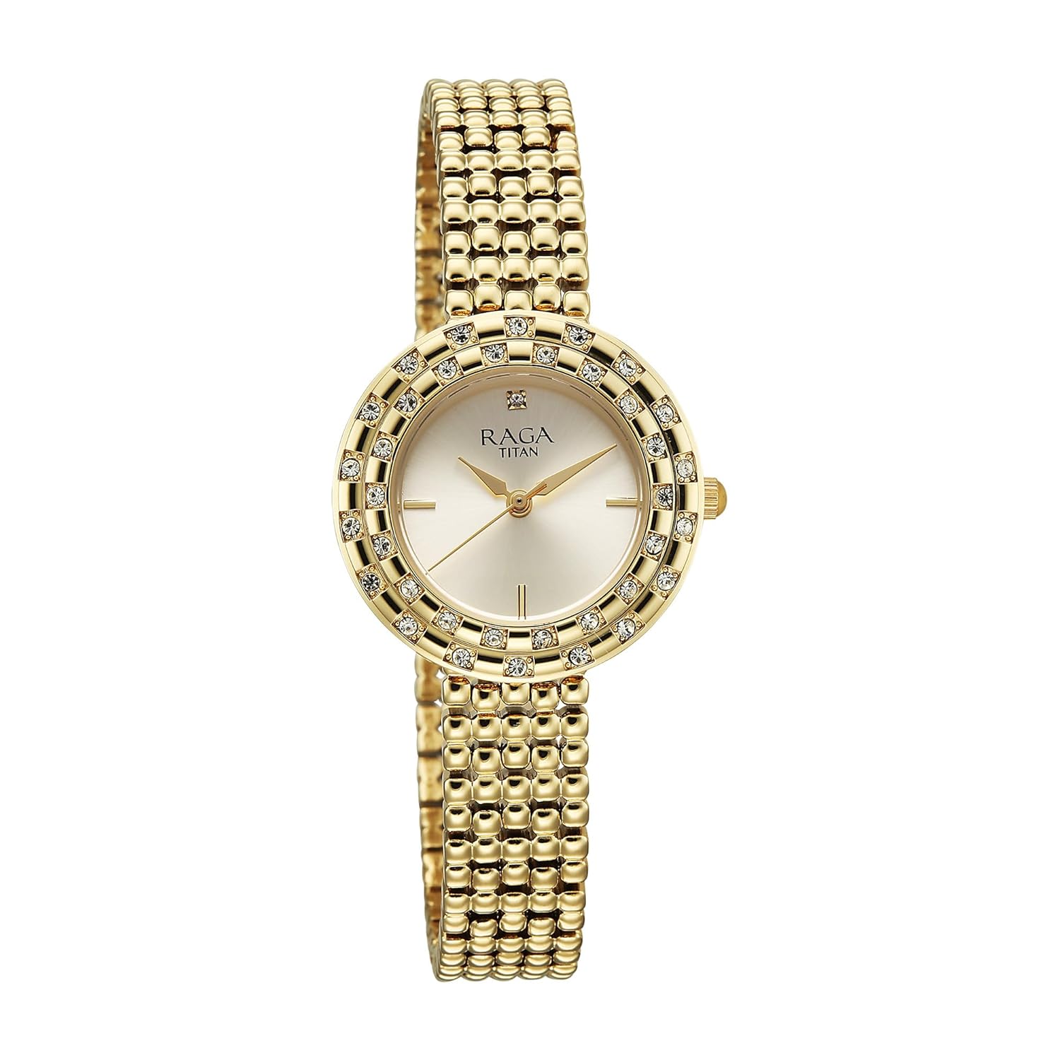 Titan Raga Showstopper Quartz Analog Champagne Dial Metal Strap Watch For Women