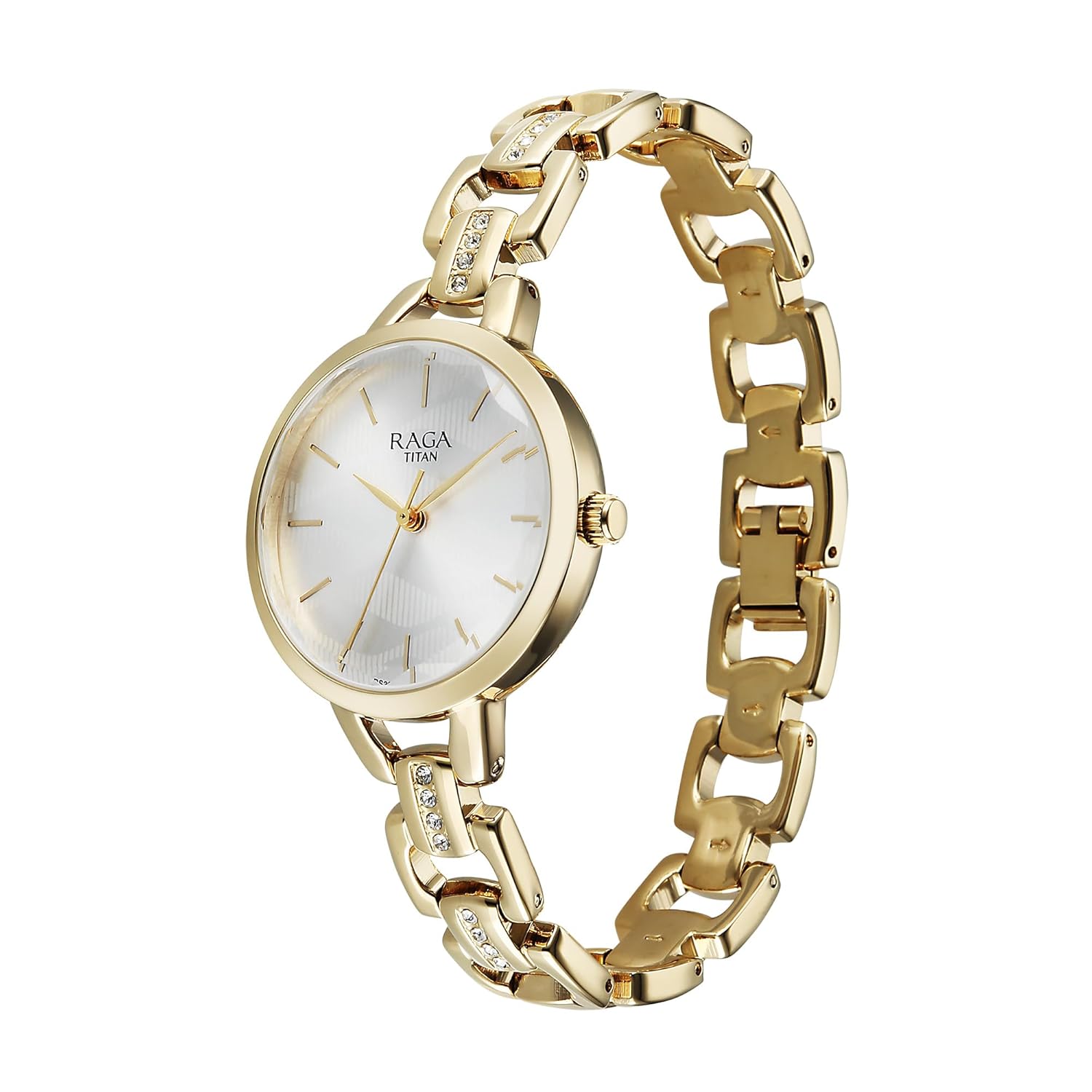 Titan Raga Showstopper Quartz Analog Silver Dial Metal Strap Watch For Women