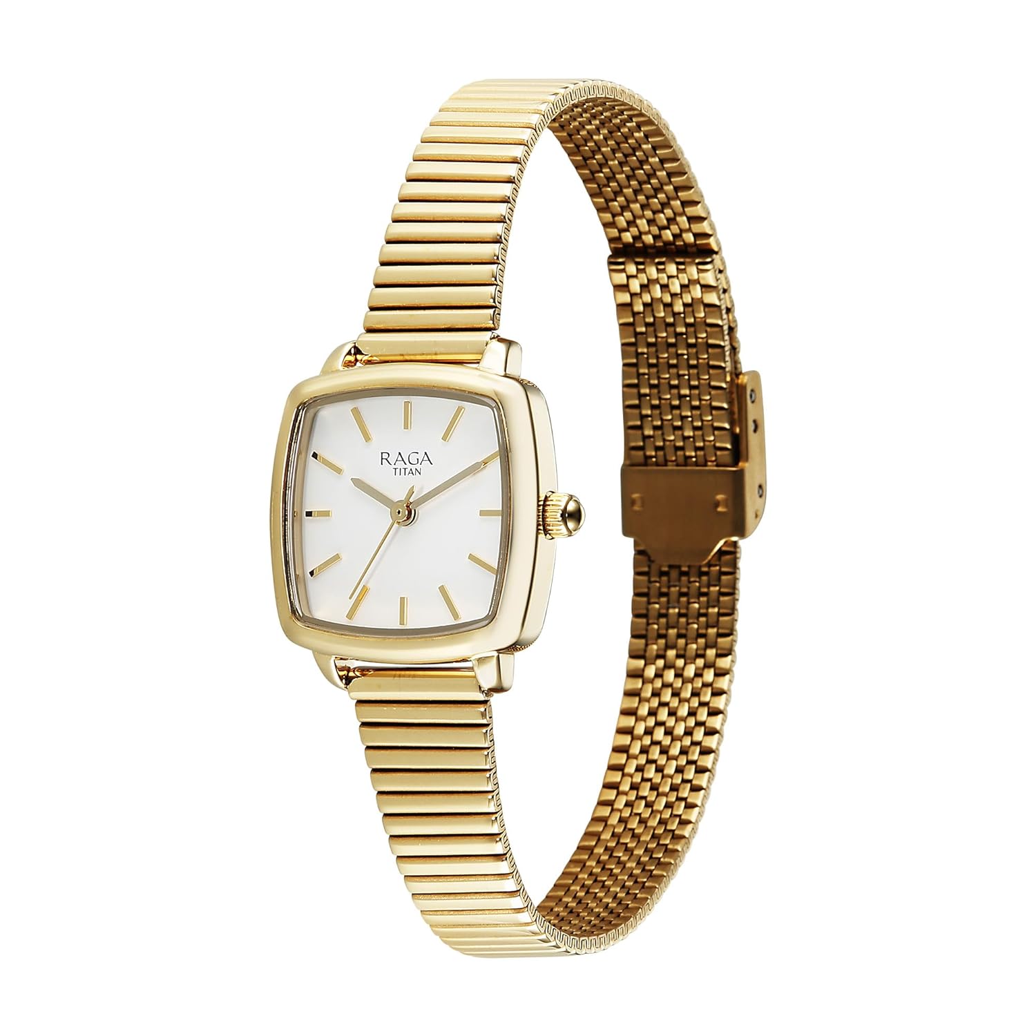 Titan Raga Showstopper Quartz Analog Champagne Dial Metal Strap Watch For Women