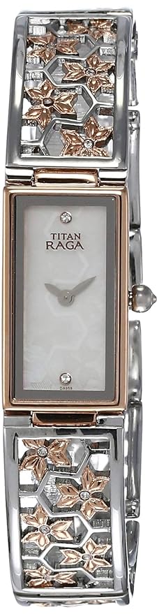 Titan Raga Weaves Mother of Pearl Dial Analog Stainless Steel Strap Watch for Women