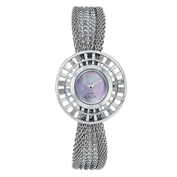 Titan Quartz Analog Mother of Pearl Dial Metal Strap Watch for Women