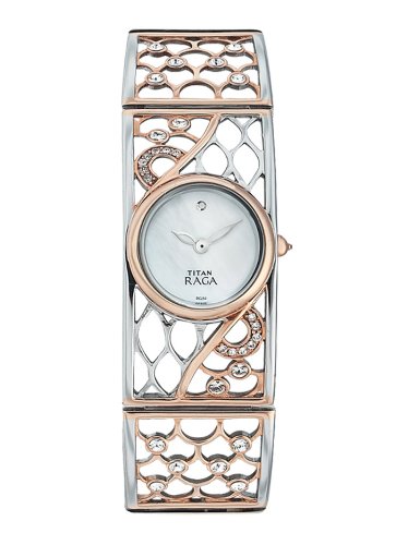 Titan Raga White Dial Women Watch With Metal Strap