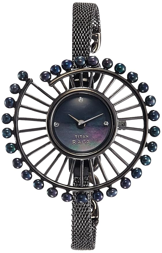 Titan Raga Black Dial Women Watch With Bimetal Strap