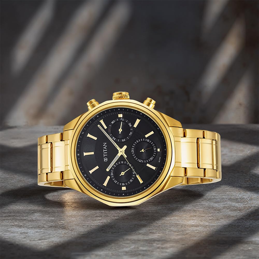Titan Regalia Opulent Silver Dial Quartz Multifunction Stainless Steel Strap watch for Men