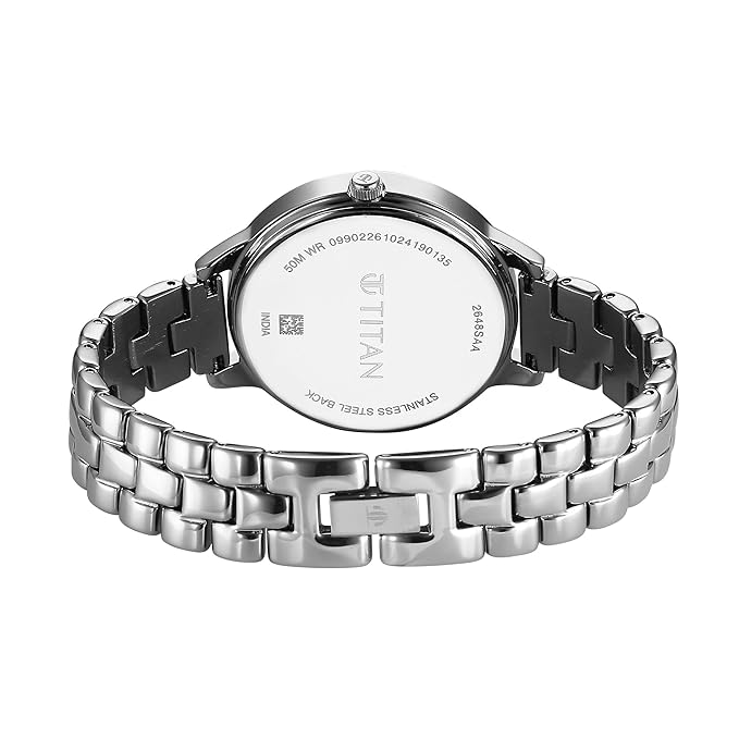 Titan Neo Quartz Analog Rose Gold Dial Silver Metal Strap Watch For Women