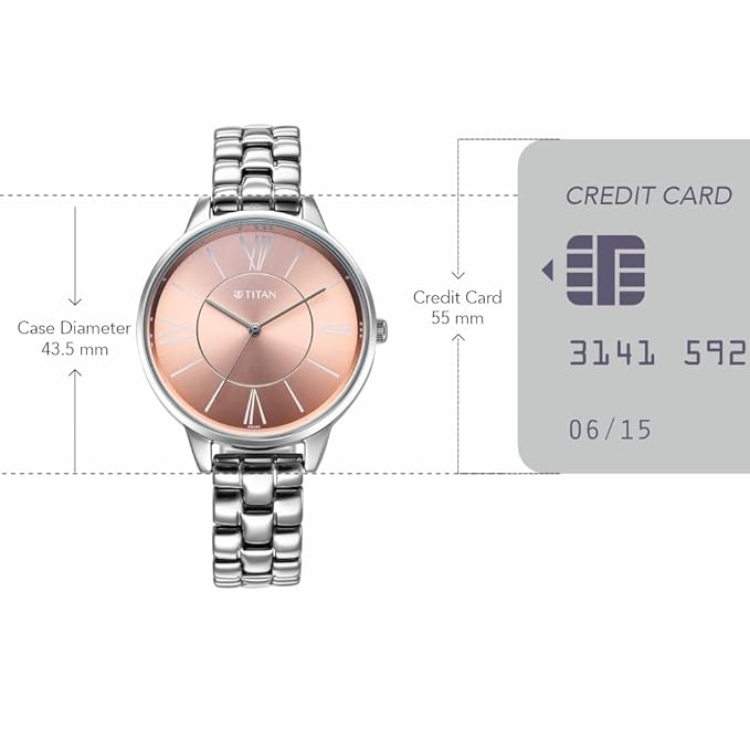 Titan Neo Quartz Analog Rose Gold Dial Silver Metal Strap Watch For Women