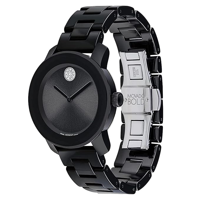 Movado Bold Swiss Quartz Black Round Crystal Dial Women's Watch