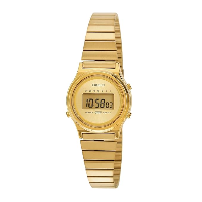 Casio Unisex Vintage LA700WEG-9ADF Gold Digital Dial Gold Stainless Steel Band