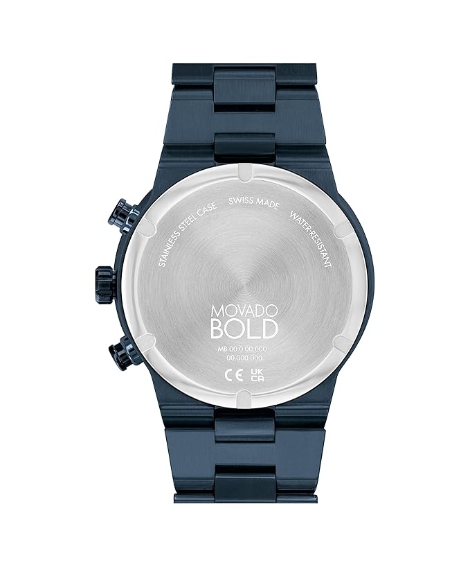 Movado Bold Men's Swiss Quartz Stainless Steel and Link Bracelet Watch, Color: Blue