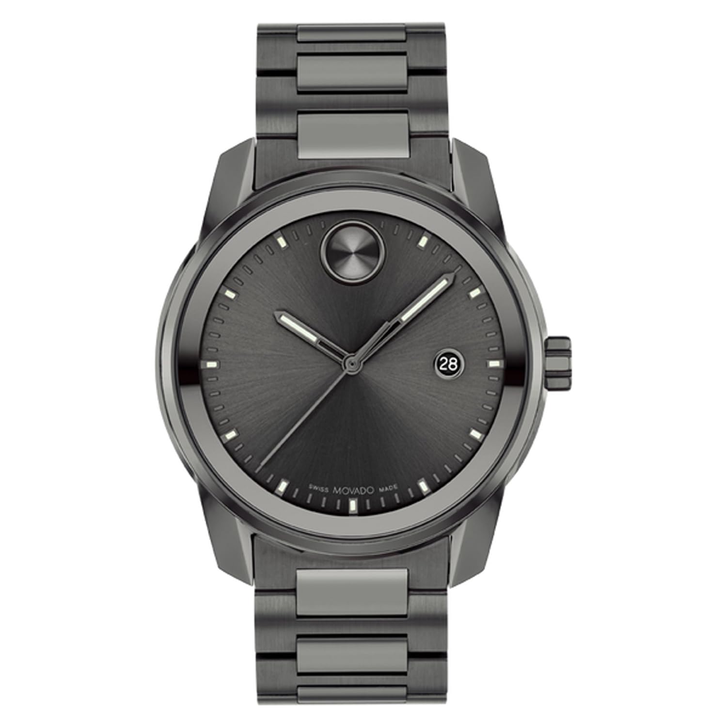 Movado Bold Verso Swiss Qtz Gunmetal Dial Men's Watch | Ionic Plated Steel Material | Gunmetal Color Band