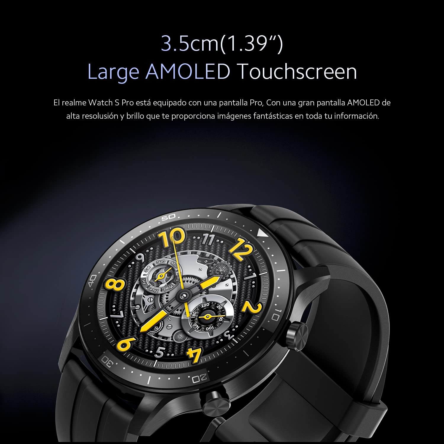 realme Smart Watch S Pro with 3.53 cm (1.39") AMOLED Touchscreen, 14 Days Battery Life, SpO2 & Heart Rate Monitoring, 5ATM Water Resistance