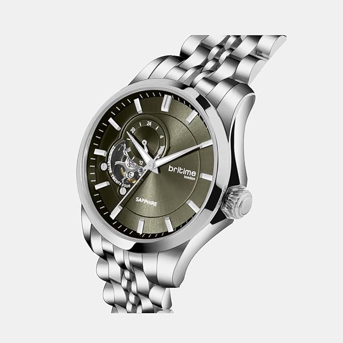 Men Automatic Green Dial Analog Metal Watch