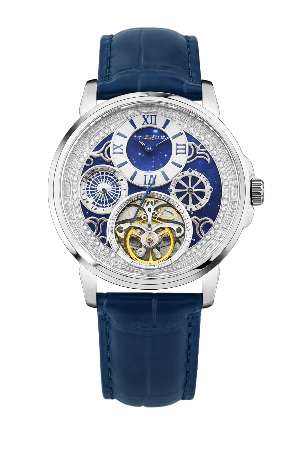 Aquatica Men’s Automatic Watch – Blue Dial, Leather Strap, Multi-Function | Stylish Timepiece for Any Occasion