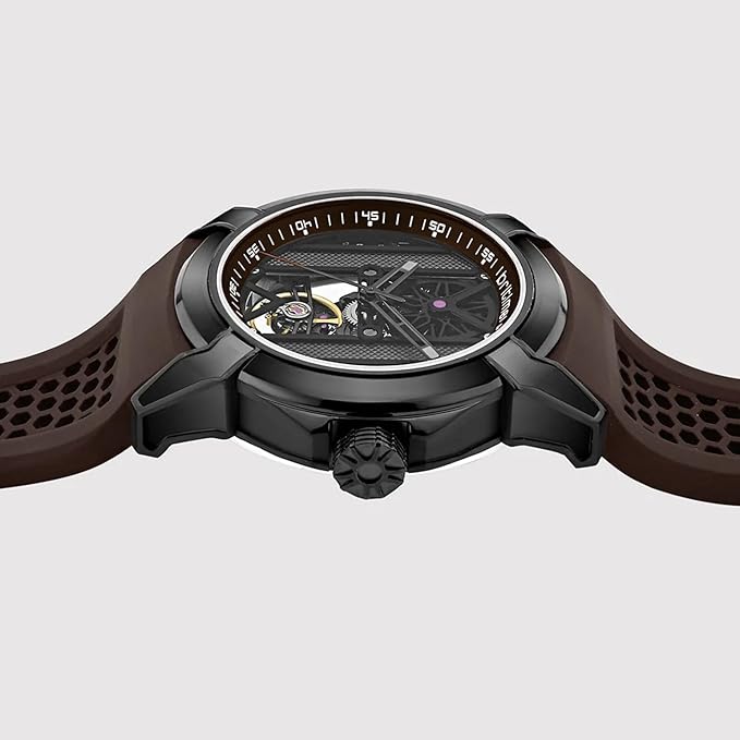 Quantum Men Automatic Maroon Dial Analog Silicone Watch