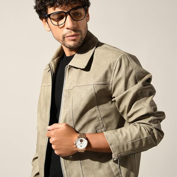 Spencer Men’s Automatic Watch – Silver Dial, Rose Gold Stainless Steel Strap, Multi-Function | Stylish Timepiece for Any Occasion