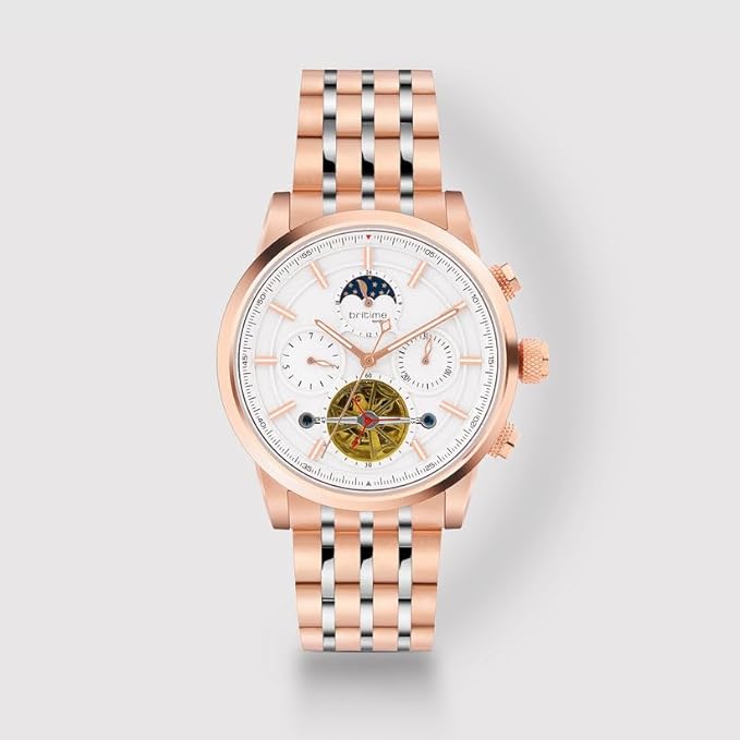 Spencer Men’s Automatic Watch – Silver Dial, Rose Gold Stainless Steel Strap, Multi-Function | Stylish Timepiece for Any Occasion