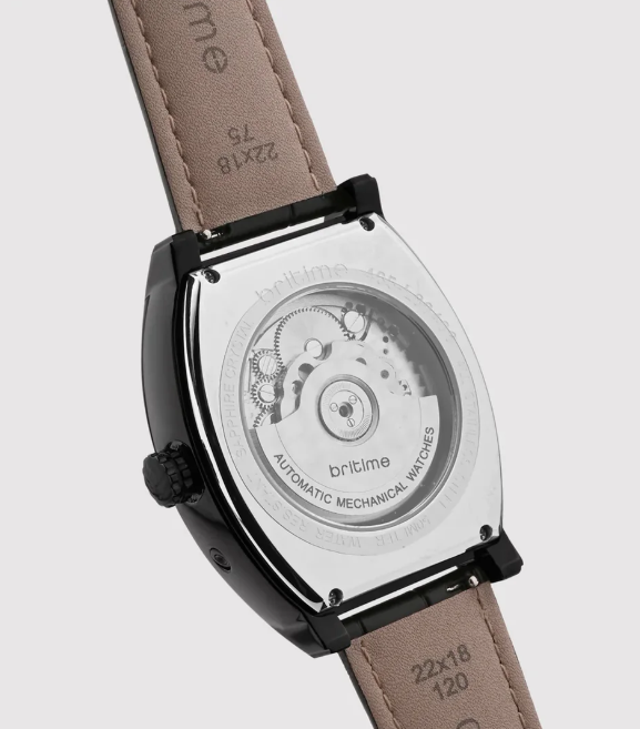 Emerion Men Automatic Black Dial Multi-Function Leather Watch