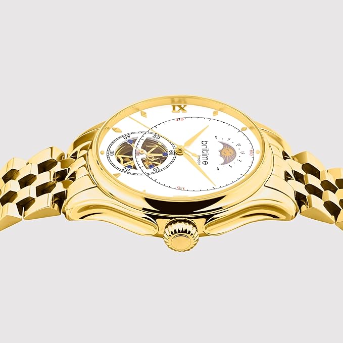 Men Automatic Silver-Gold Dial Analog Metal Watch