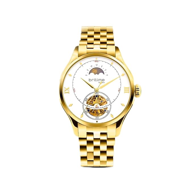 Men Automatic Silver-Gold Dial Analog Metal Watch