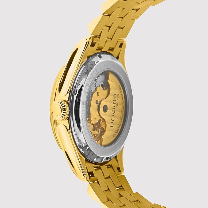 Men Automatic Silver-Gold Dial Analog Metal Watch