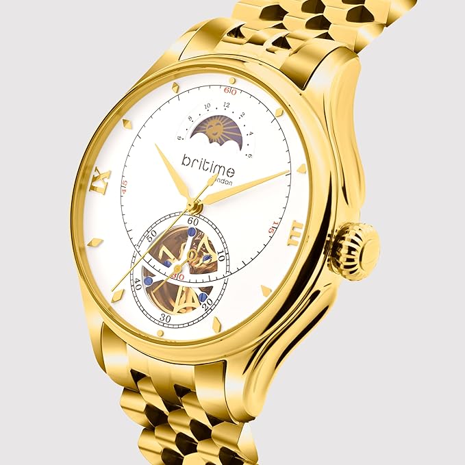 Men Automatic Silver-Gold Dial Analog Metal Watch