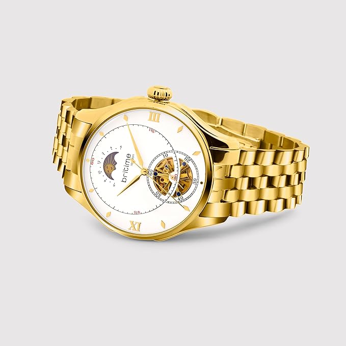 Men Automatic Silver-Gold Dial Analog Metal Watch