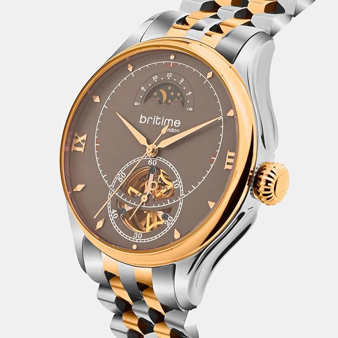 Men Automatic Brown Dial Analog Metal Watch