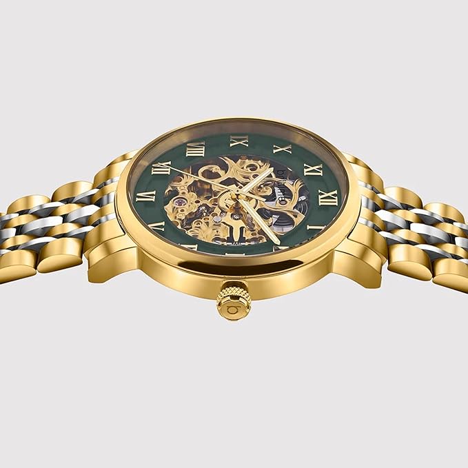 Prestoria Men Automatic Green Dial Analog Steel Watch