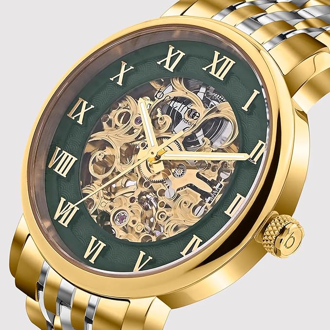 Prestoria Men Automatic Green Dial Analog Steel Watch