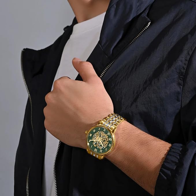 Prestoria Men Automatic Green Dial Analog Steel Watch