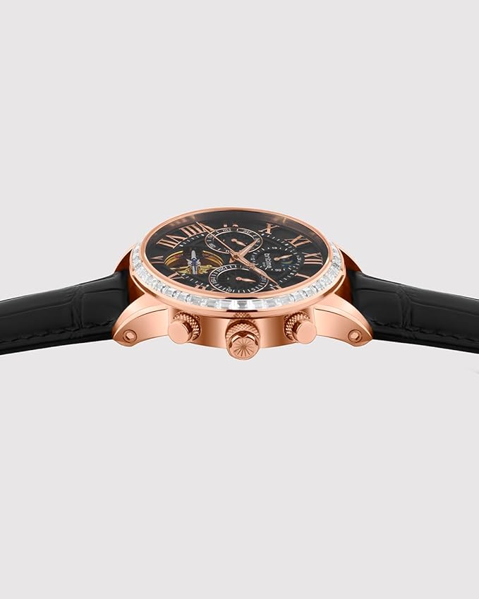 Orbit Men’s Automatic Rose Gold Dial Multifunction Watch Stylish Leather Strap | Round Dial | Elegant Timepiece for Any Occasion