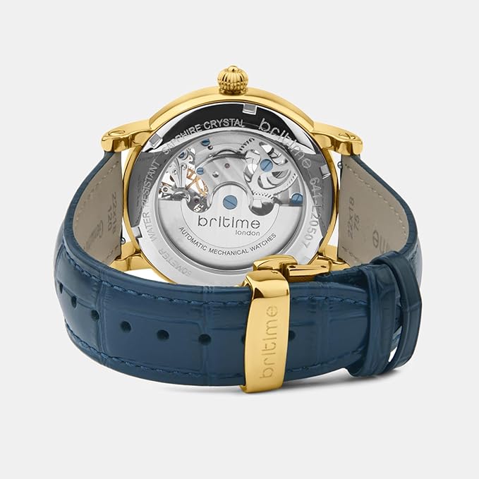 Men Automatic Blue Dial Analog Leather Watch
