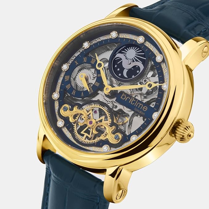 Men Automatic Blue Dial Analog Leather Watch
