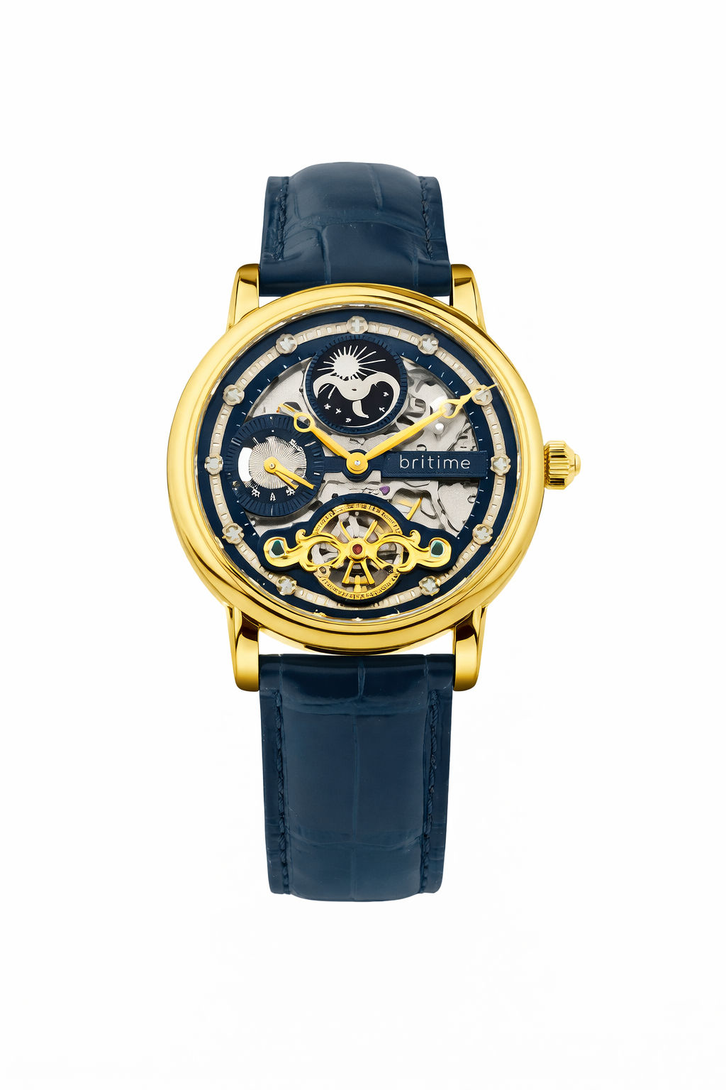 Men Automatic Blue Dial Analog Leather Watch