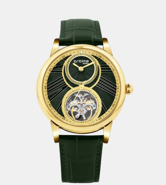 Men Automatic Green Dial Analog Leather Watch