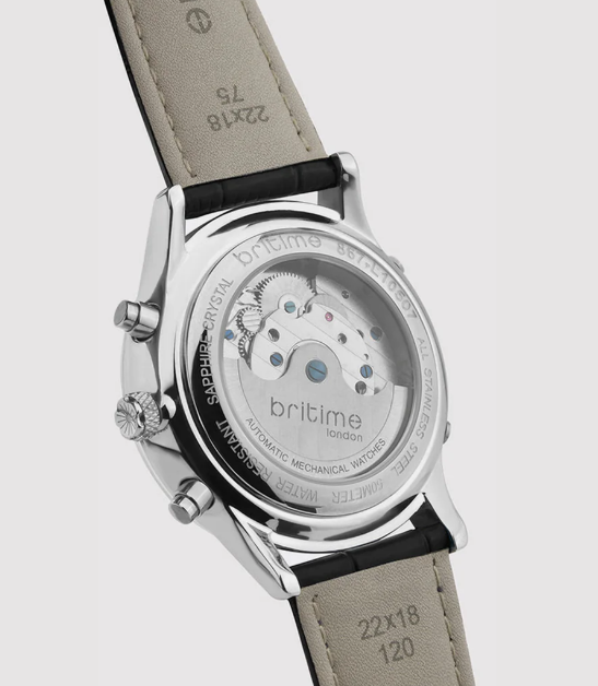 Celestial Men’s Automatic Watch – Silver Dial, Black Leather Strap, Multi-Function | Stylish Timepiece for Any Occasion