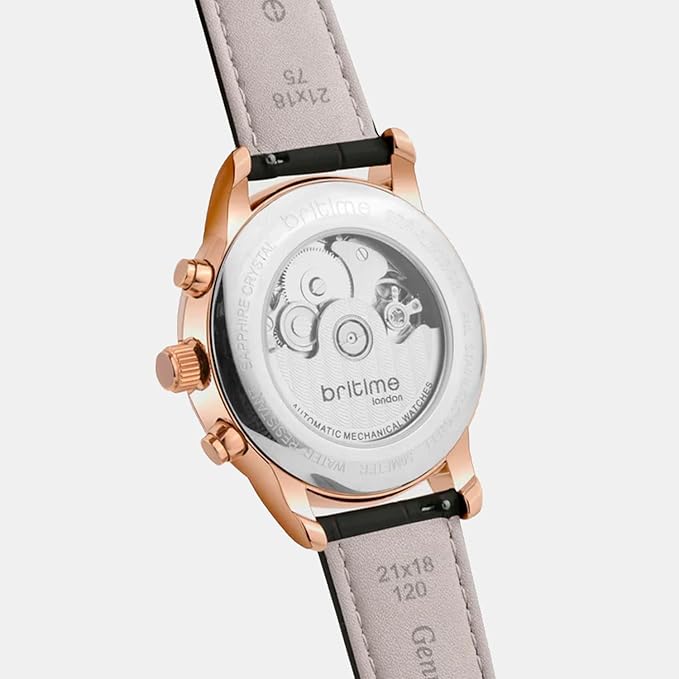 Men Automatic Grey Dial Analog Leather Watch