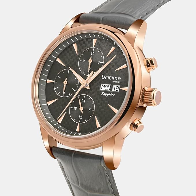 Men Automatic Grey Dial Analog Leather Watch