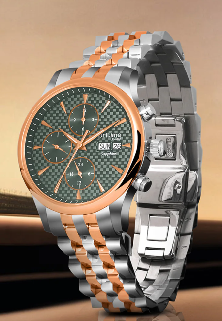 Magna Men Multi-Function Green Dial Analog Stainless Steel Watch