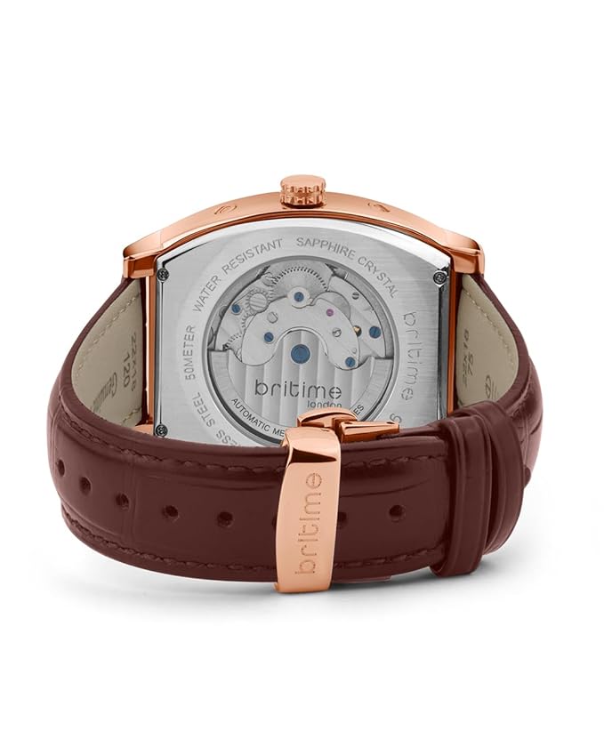 Galaxy Men’s Automatic Watch – White Dial, Brown Leather Strap, Multi-Function Stylish Timepiece for Any Occasion