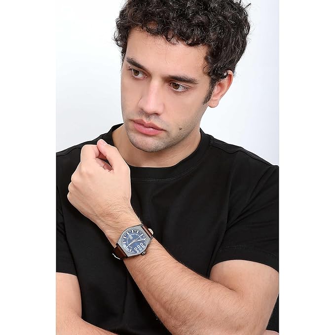 Diesel Leather Analog Blue Dial Men Watch