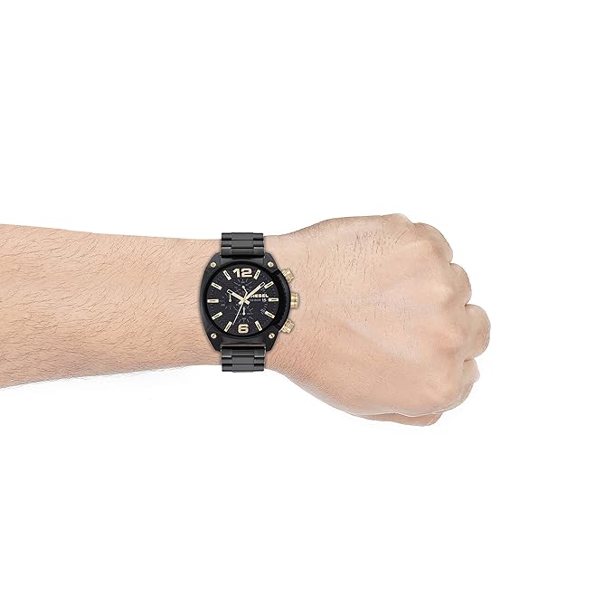 Diesel Men's Stainless Steel Overflow Analog Black Dial Watch