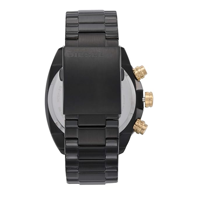 Diesel Men's Stainless Steel Overflow Analog Black Dial Watch