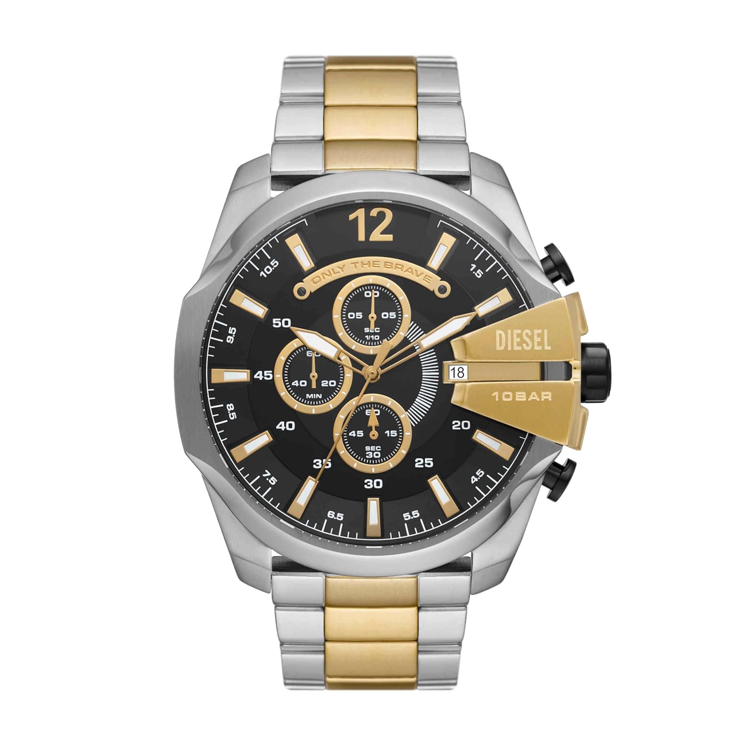 Diesel Stainless Steel Mega Chief Analog Black Dial Men Watch- Multi-Color Band