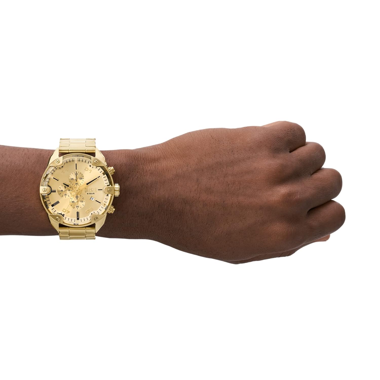 Diesel Spiked Analog Gold Dial Men's Watch