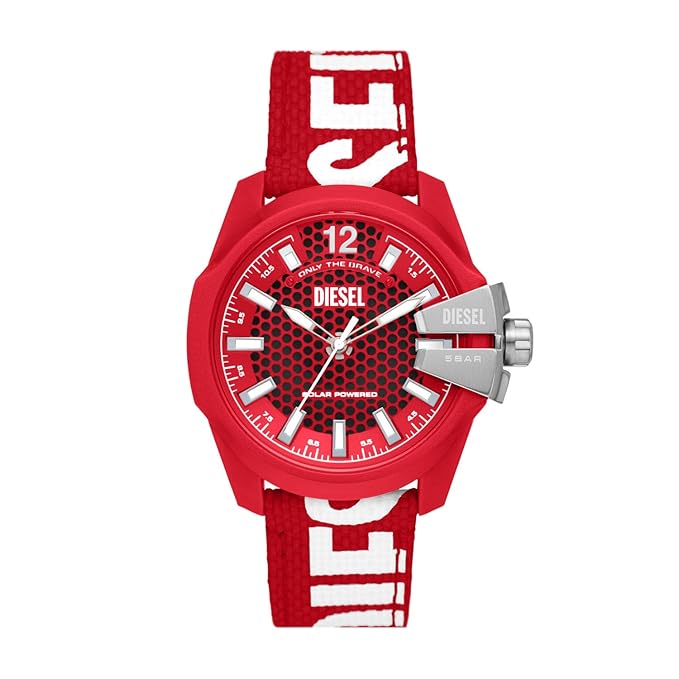 Diesel Nylon Baby Chief Analog Red Dial Men Watch, Red Band